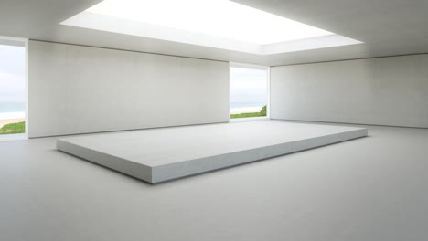 diseño interior abstracto renderización 3d de una sala de exposiciones de lujo moderna.