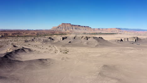 aerial view of swing arm city, caineville, utah, usa - drone shot