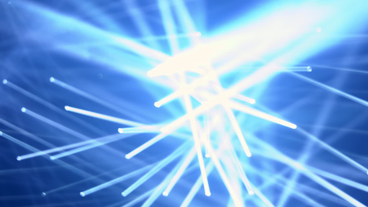 방의 천장과 벽 램프에서 차가운 빛 효과를 움직이는 4k 비중 추상화.