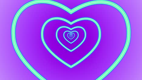 corazón romance amor animación día de san valentín portal de túnel de luz de neón efecto visual fondo color abstracto azul púrpura