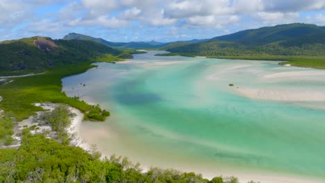 Whitehaven-blue-shades-filmed-with-a-drone,-Whitsunday-island-Australia