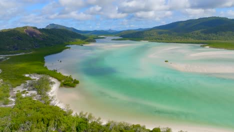 Tonos-Azules-De-Whitehaven-Filmados-Con-Un-Dron,-Isla-Whitsunday,-Australia