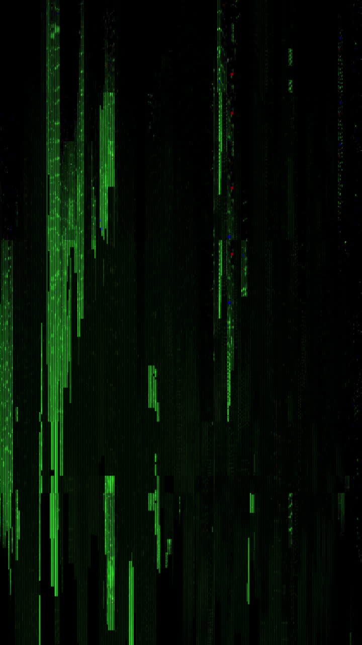 Abstract Green Digital Glitch Lines on Black Background