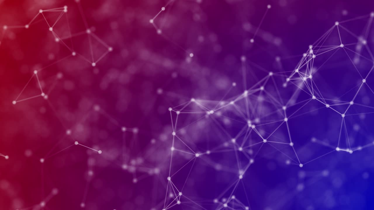 4K Abstract Futuristic Data Connections Background - Communication of the points with each other - Technology Concept - Abstract Geometric Triangles Background - Abstract web background - Digital Abstract Background Connections With Copy Space - Red Blue