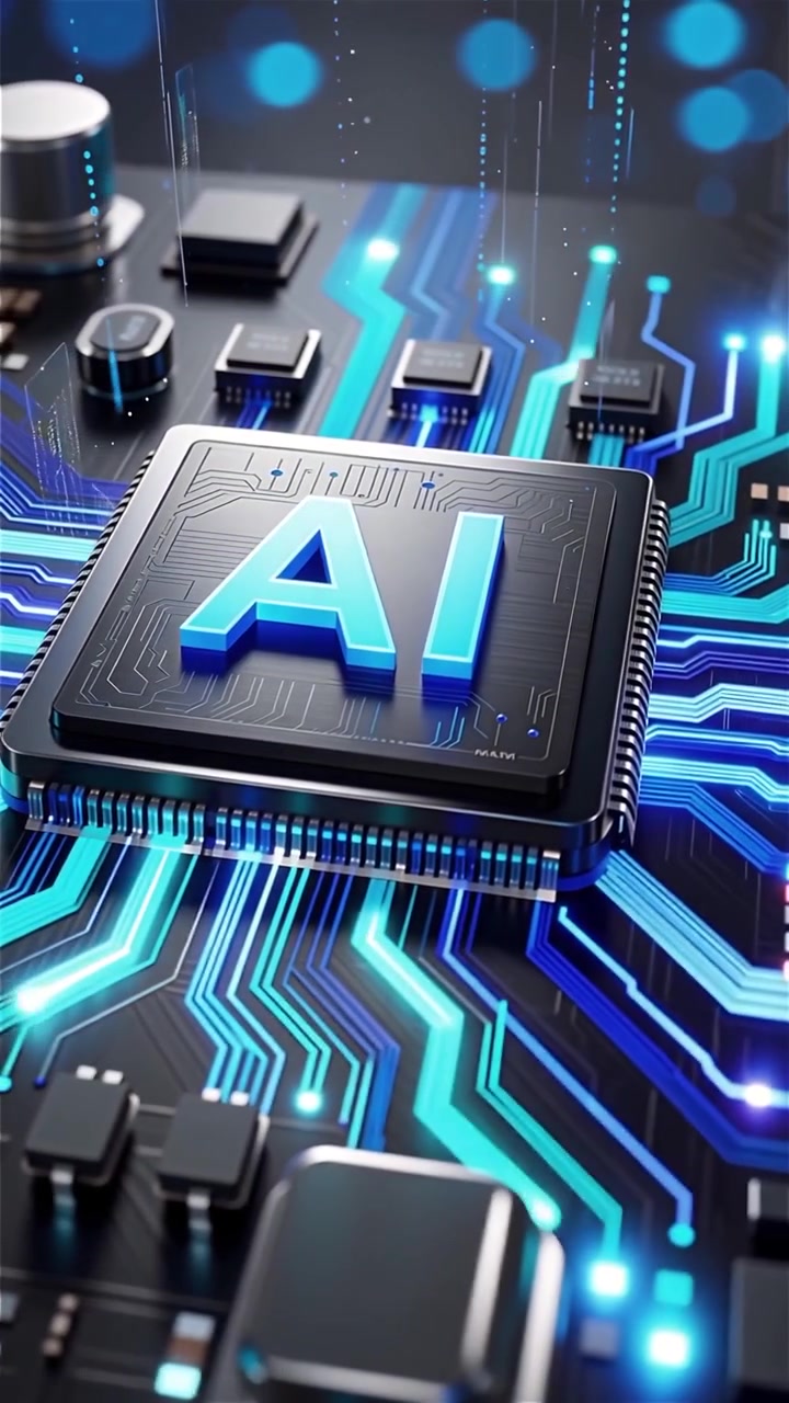 Futuristic AI Chip Motherboard Technology Background