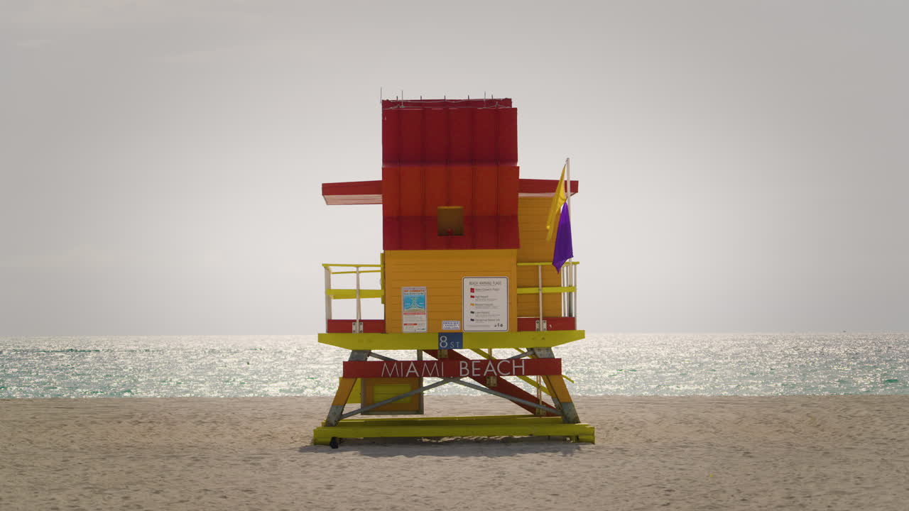 Miami beach 8th street life guard house in South Beach Miami, Ocean drive.