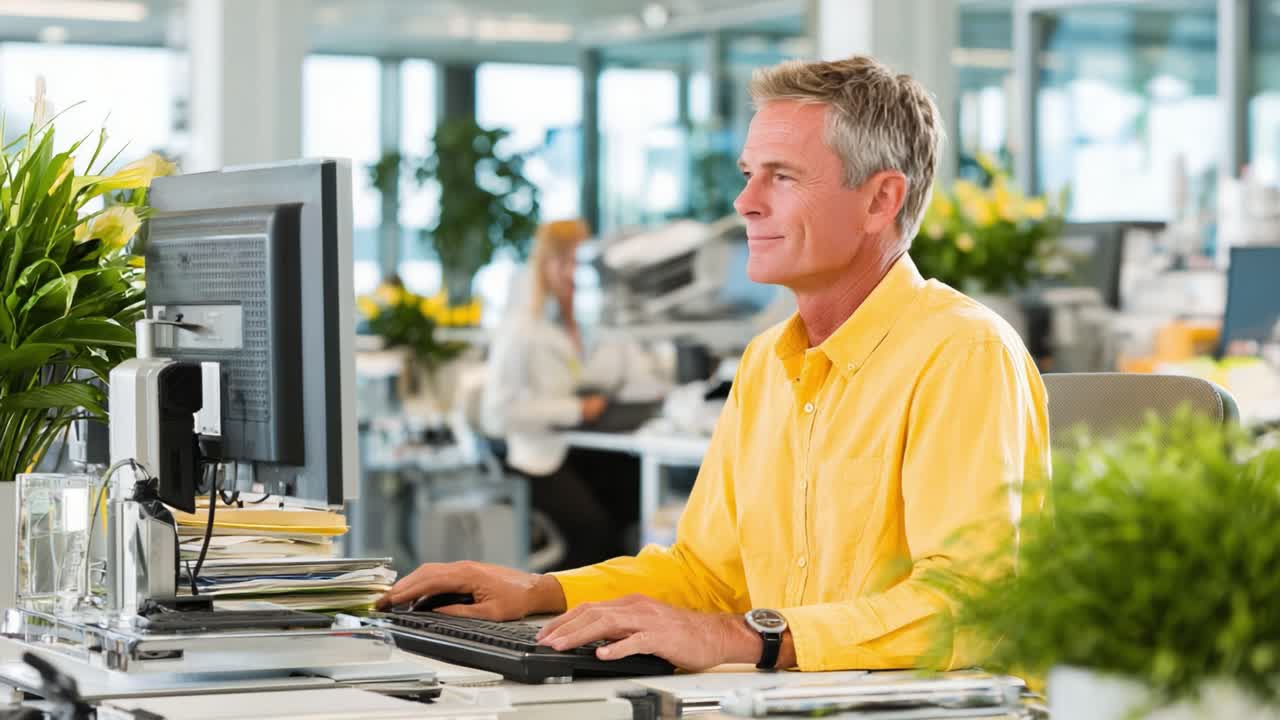 A Focused Professional in an Engaging Workspace: Capturing Productivity and Positivity in an Office Setting