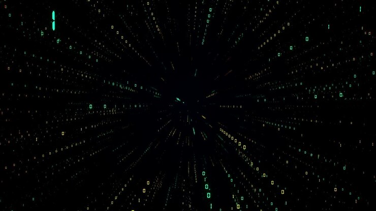 Digital futuristic data tunnel seamless loop. Binary numbers in cyberspace