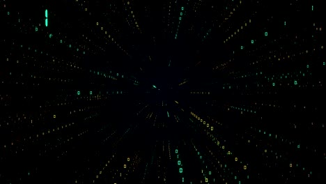 túnel de datos digital futurista bucle sin costuras. números binarios en el ciberespacio