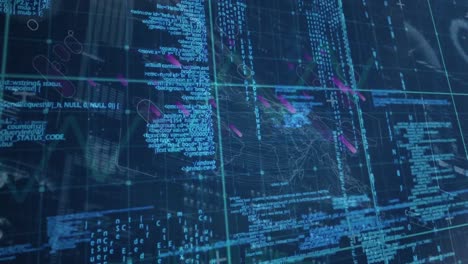 animación del procesamiento de datos sobre el mapa del mundo