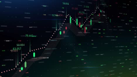 the concept of trading stocks and securities in the global financial market, the indicator of growth and data analysis by artificial intelligence for profit