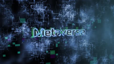 metaverse 概念文本顯示動畫與數碼抽象背景 3d 映射為區塊,網頁3,加密貨幣