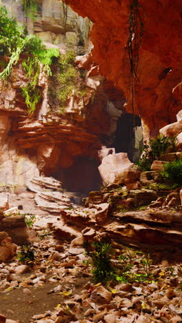 a narrow canyon cave