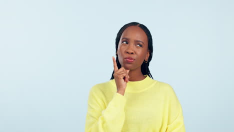 woman, thinking and ideas in studio for planning