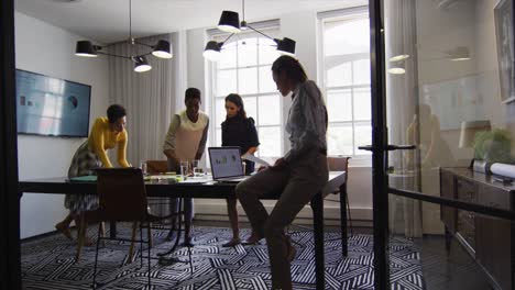 group of diverse businesswomen working together in office