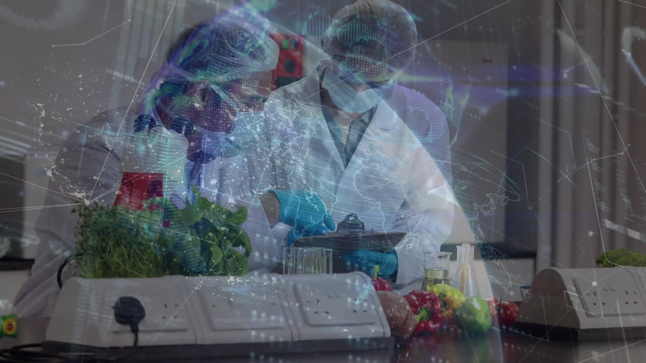 animación de estadísticas y procesamiento de datos sobre una mujer de negocios que usa una computadora portátil