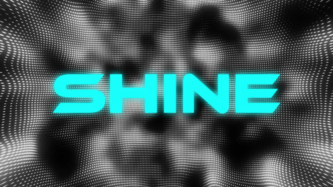 SHINE text animation over wavy black and white dotted background