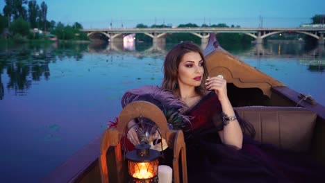 beautiful woman in a boat.