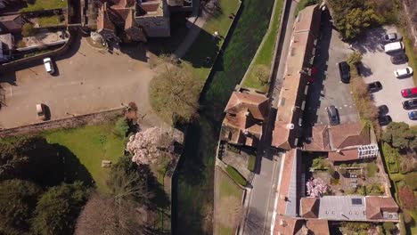 aerial shot, top down of the river stour in canterbury, kent