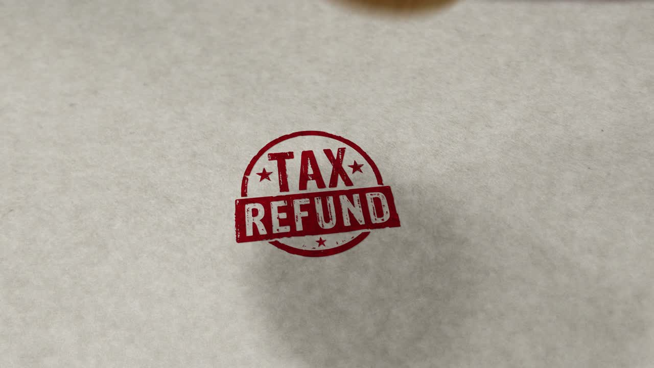 animación de sello de reembolso de impuestos y bucle de sello