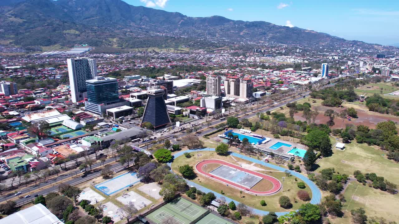 San Jose, Costa Rica Drone Shot of Modern Government and Apartment Buildings by Metropolitan Park