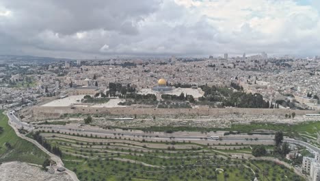 aerial footage of the temple mount in old city jerusalem