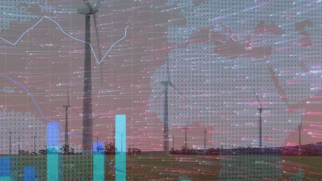 animación del procesamiento de datos sobre turbinas eólicas