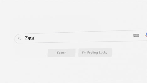 searching for zara on internet browser
