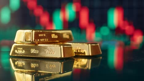 gold bars and financial chart