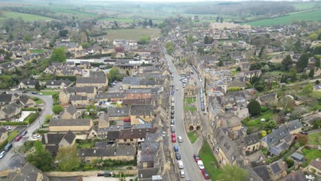 vista aérea de drone de alto ángulo chipping campden cotswold ciudad de mercado