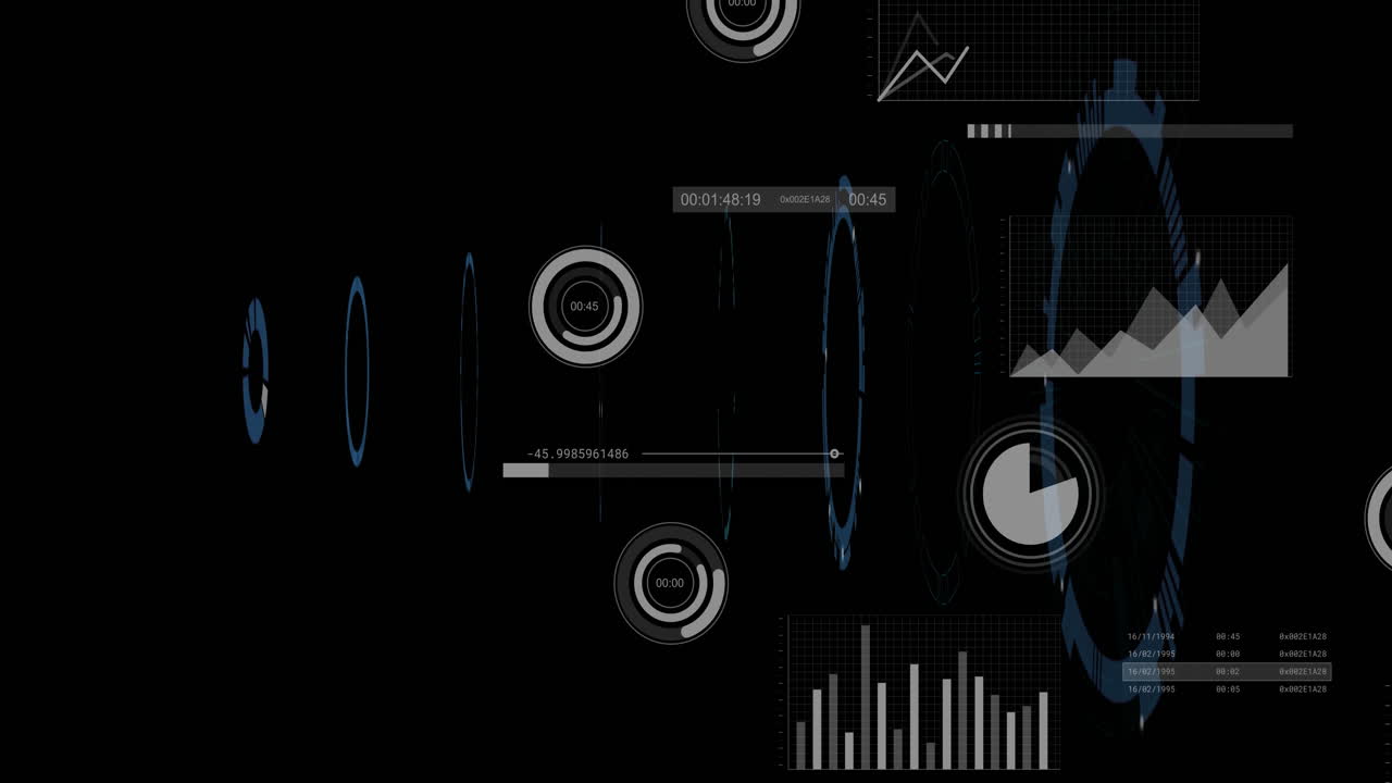 animación del procesamiento de datos digitales sobre un fondo negro