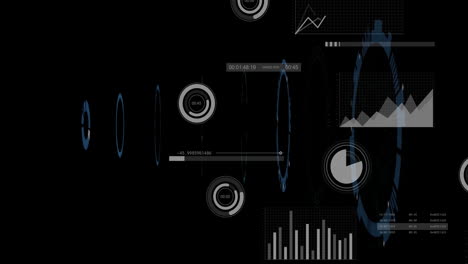 Animation of digital data processing over black background