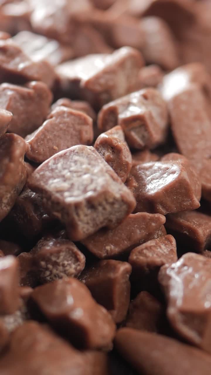 Close-up of Delicious Chocolate Pieces Falling