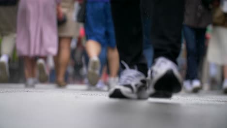 Low-Level-Shot-of-People-in-Rain