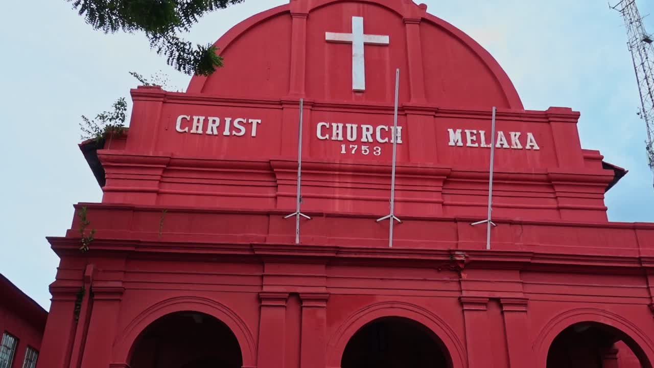 A Tourist Landmark And The Oldest Protestant Church In Malaysia, Most Visited Destination In Melaka Downtown - Wide Shot