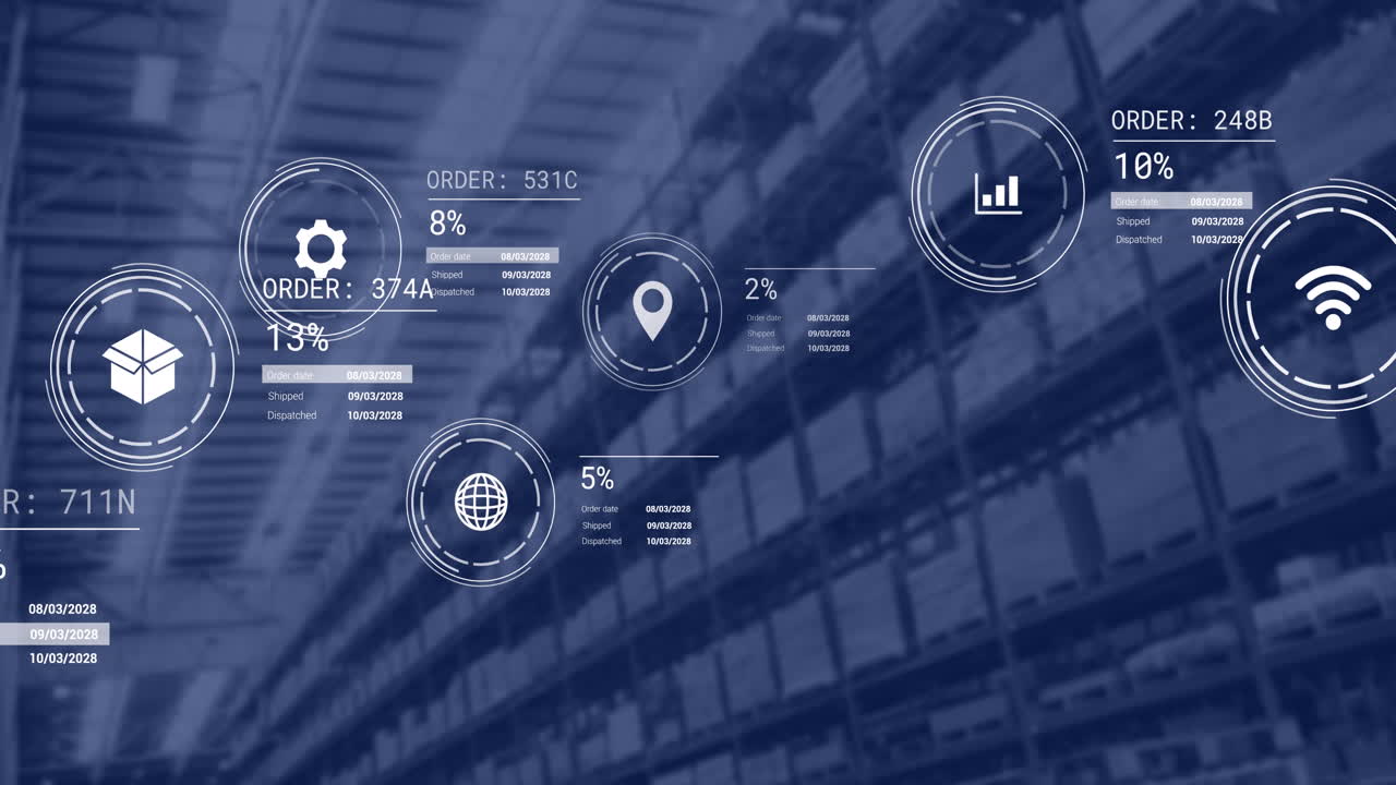 animación de iconos con procesamiento de datos sobre el almacén
