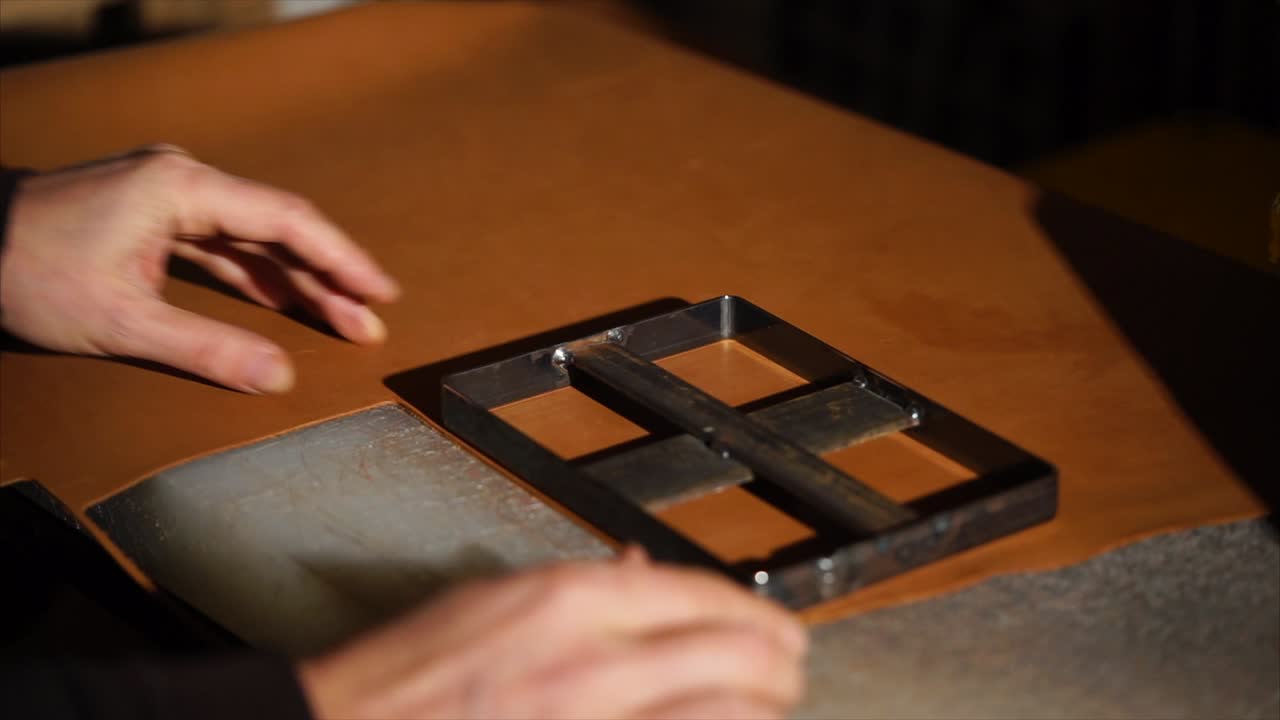 Leatherworking Process: Applying a Metal Stamp