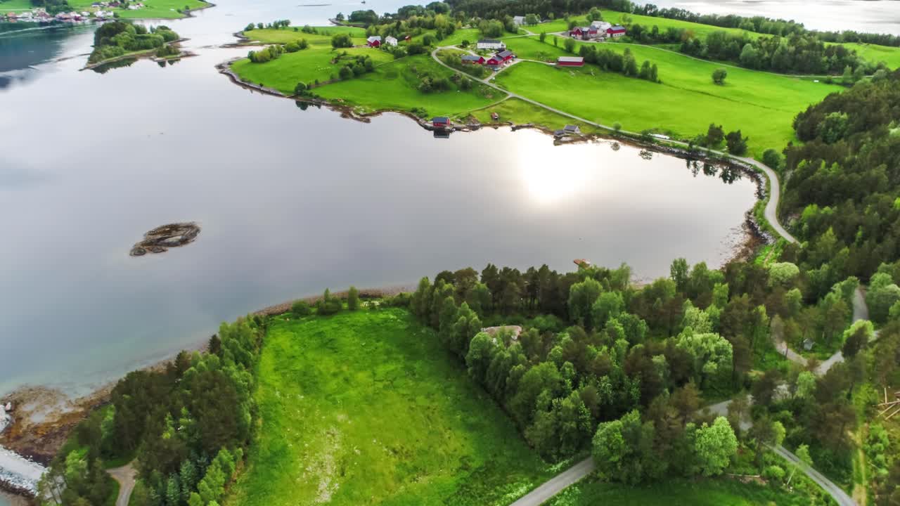 공중 영상 아름다운 노르웨이의 자연.