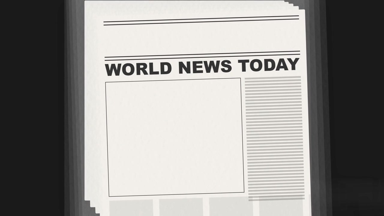 Graphic Animation of a Newspaper Titled World News Today