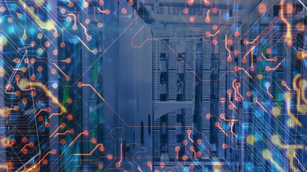 Animation of network of connections over server room