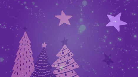 Animation-Von-Sternen-Und-Weihnachtsbaummuster-Auf-Dunklem-Hintergrund