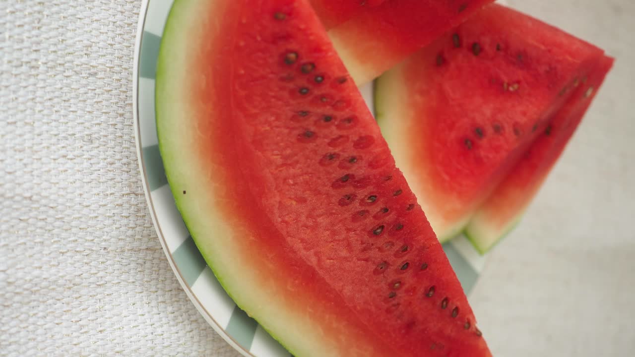 Slices of Fresh Watermelon on a Plate
