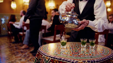 moroccan tea house with traditional tea service