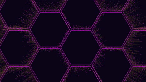 Futuristic-hexagons-pattern-with-motion-small-neon-glitters