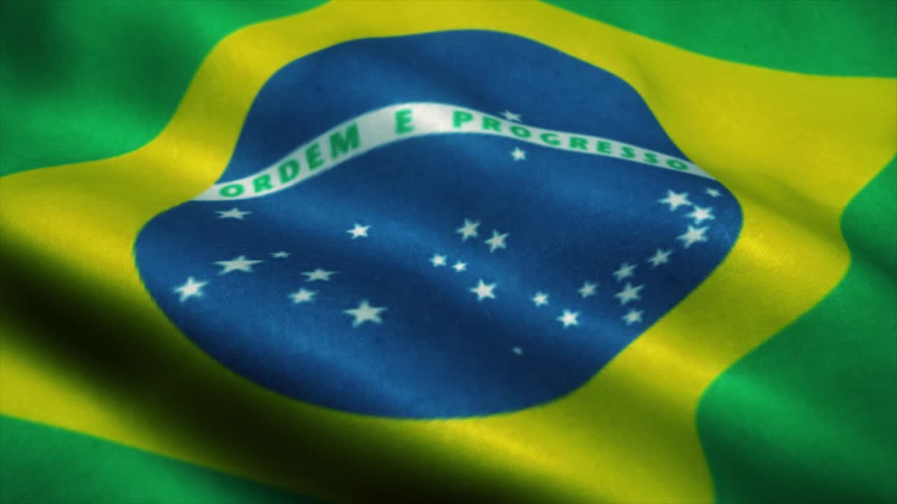 la bandera de brasil ondeando en el viento. la bandera nacional de brasil. el signo de brasil animación de bucle sin costuras. 4k