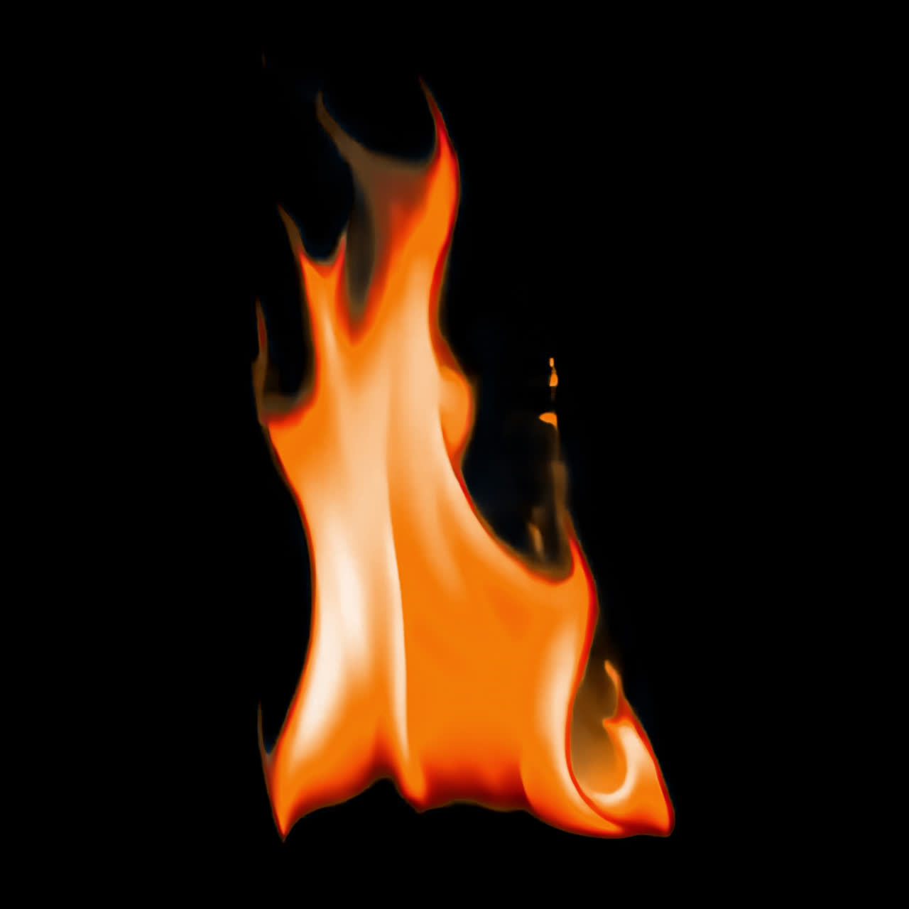 Vibrant fiery flame illustration animation isolated asset, transparent 4K video, alpha channel