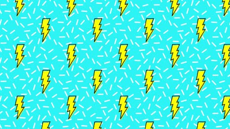 animation of rows of yellow lightning bolts moving across blue and white background