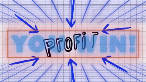 animation of profit you win in digital abstract space with arrows