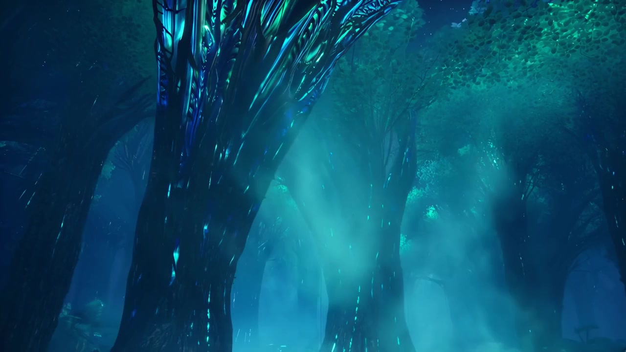 Ethereal Mystical Forest with Glowing Trees and Bioluminescent Mushrooms
