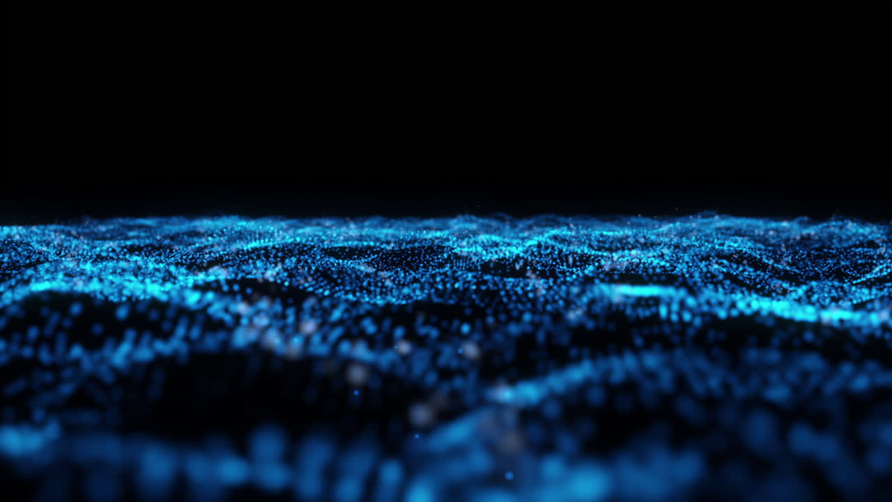 Classic blue abstract motion background shining particles wave loop motion